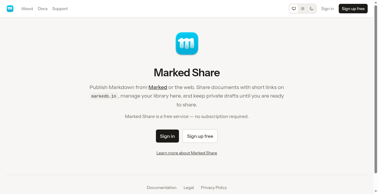 Marked Share homepage