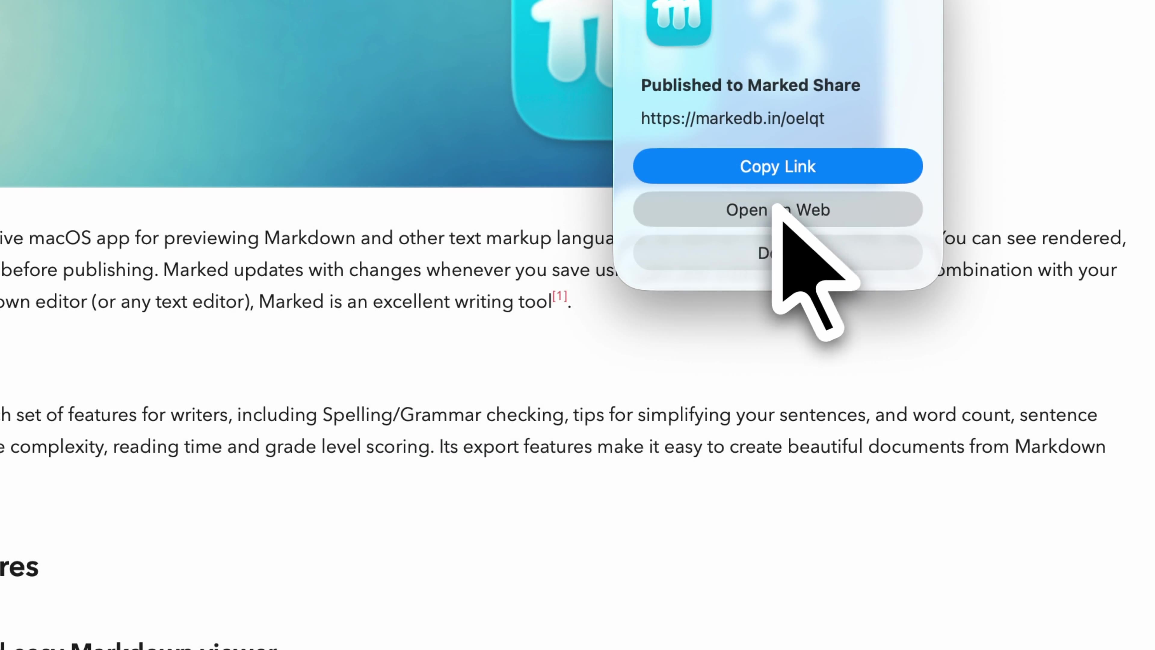 Published confirmation with markedb.in link
